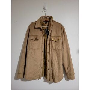 Tommy Hilfiger Women's Softshell Faux Fur Lined Jacket Brown Gold Detail